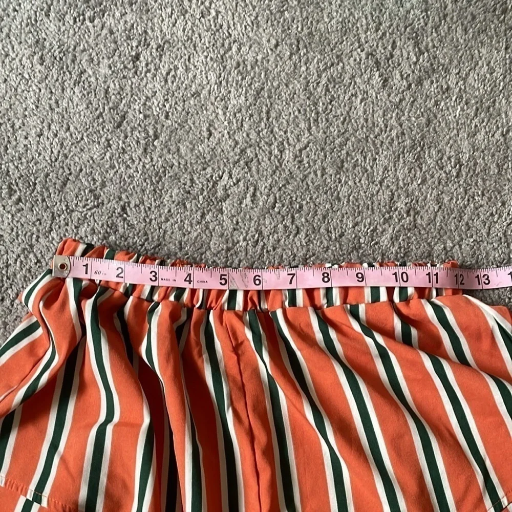 ZAFUL Orange & Green Vertical Stripped Lightweight Shorts | Size Small